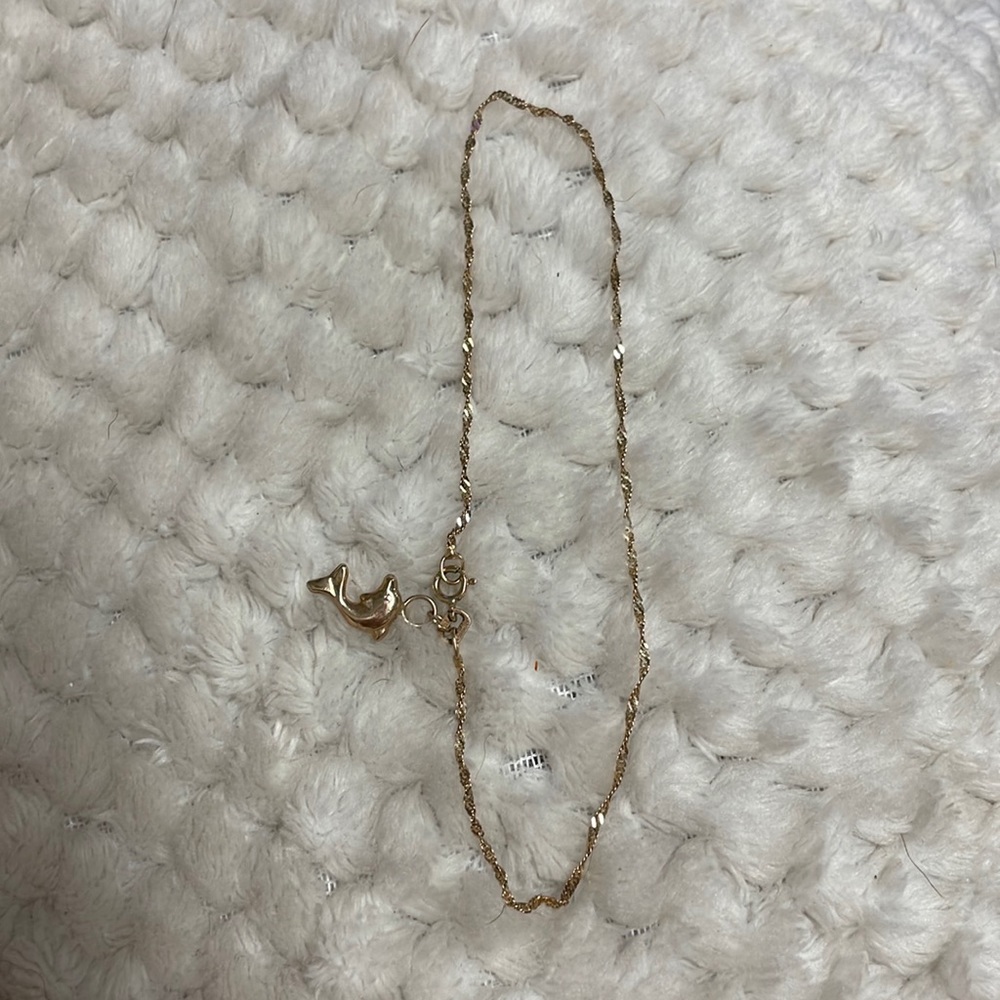 10k gold anklet with dolphin charm